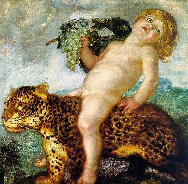 Franz von Stuck Boy Bacchus Riding on a Panther Germany oil painting art